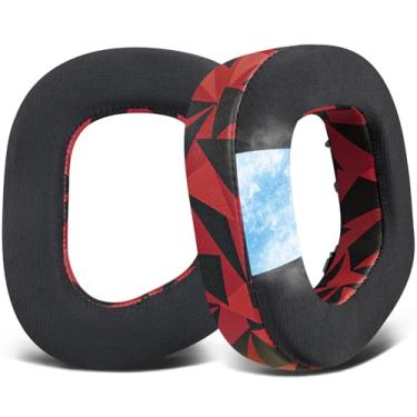 Imagem de SOULWIT Substituição de Almofadas de Ouvido com Gel Refrescante para Corsair HS80 Max/HS80 USB com Fio/HS 80 RGB Sem Fio, Com Espuma de Isolamento de Ruído de Alta Densidade - Tempestade Vermelha