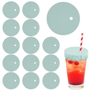 Imagem de 15 peças de protetores femininos de bebidas alcoólicas, tampas de bebida com furos de palha, tampas de bebida reutilizáveis, capa de bebida para festas de boates (verde)