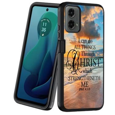 Imagem de Capa para Motorola Moto G 5G 2024 / Moto G Play 5G 2024, capa protetora resistente à prova de choque de 3 camadas à prova de poeira/queda para Moto G 5G 2024, versículo bíblico com citação cristã Phil