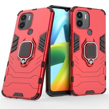 Imagem de Capa Protetora Magnética Anti-quedas para Mi Redmi A1 Plus, Redmi A2 Plus, Xiaomi Poco C50, C51, Suporte Giratório + Proteção Militar (Vermelho)