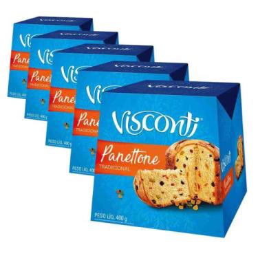 Imagem de 5 Panetones Visconti, Pannetone De 400G, Tradicional