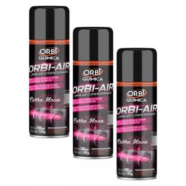 Imagem de Kit 3 Limpa Ar Condicionado Higienizador Orbi Air Carro Novo