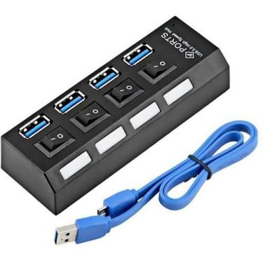 Imagem de Hub USB 3.0 com 4 portas com Led Indicador e Botão On/Off - Suporta HD