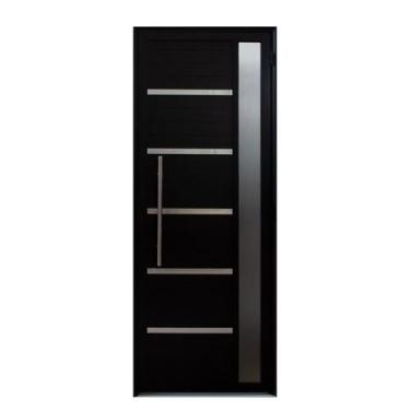 Imagem de Porta de Alumínio Lambril Solara Preta com Visor e Puxador 70 X 210 Pr