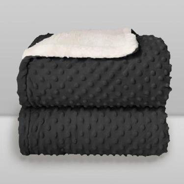 Imagem de Cobertor Donna Laço Bebê Plush com Sherpa Dots Bolinhas, Preto, 90X110
