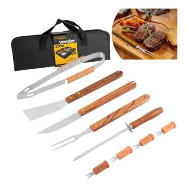 Imagem de Kit Churrasco Vonder C/10Pcs Em Aco Inox C/Estojo