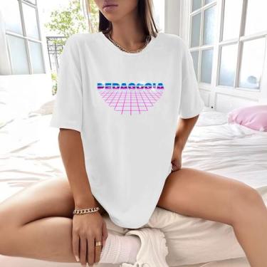 Imagem de Camisa Camiseta Feminina Estampada Pedagogia Retro 100% Algodão Fio 30