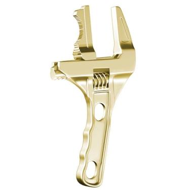 Imagem de YIKANGHENG Chave ajustável, abertura grande, cabo curto de liga de alumínio de 19 cm com chave inglesa para porca e tubo de água (dourado)