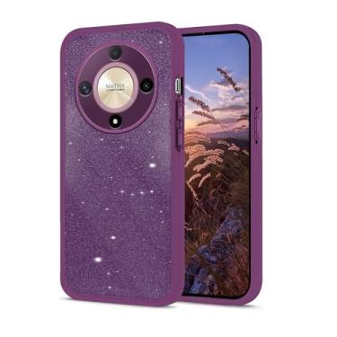 Imagem de Anlalish Capa para celular compatível com Honor Magic 6 Lite Glitter Honor Magic 6 Lite revestimento de silicone Fundas acessórios de proteção para câmera capa à prova de choque (roxa)