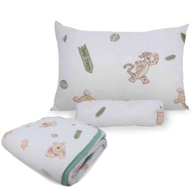 Imagem de Kit Edredom + Jogo de Lençol para Berço 100% Algodão 3 Peça Ursinho Pooh Baby Menino Portallar