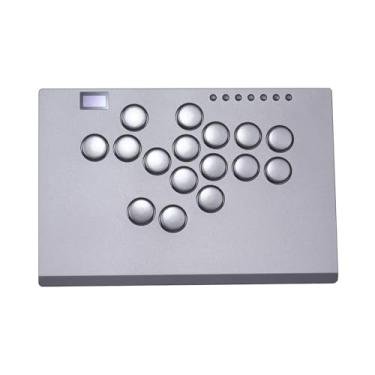 Imagem de SIXSIR Leverless Arcade Stick Gaming Controller M16+ Large & Slim Aluminum Alloy Template - 16 Key Crystal Low-profile Switches - Custom RGB Leverless Controller for PC/PS4/PS3/Switch(Grey)