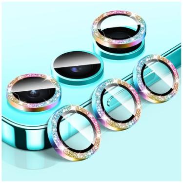 Imagem de LucBuy Protetor de lente de câmera Bling para Samsung Galaxy A05, adesivos de filme de cobertura de câmera de vidro temperado, protetor de tela de anel de metal individual de alinhamento automático