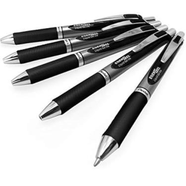 Imagem de Caneta esferográfica de tinta de gel líquido retrátil Energel BL80 – 1,0 mm – Preta – Pacote com 5