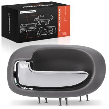 Imagem de A-Premium Maçaneta interna traseira esquerda do lado do motorista compatível com Chrysler Sebring e Dodge Stratus, 2001-2006, Sedan, carcaça cinza claro com alavanca cromada