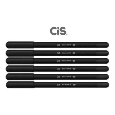 Imagem de Kit 6 Caneta Esferográfica Cis Pentonic 0.7mm Preta - Uni-Ball