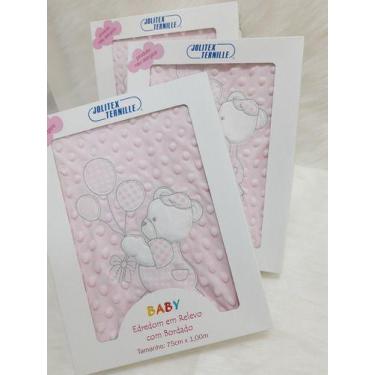 Imagem de Edredom / Cobertor Bebe Jolitex Relevo Bordado Rosa Menina, Rosa, Únic