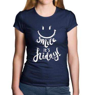 Imagem de Baby Look Algodão Smile, It's Friday! - Foca na Moda, Marinho, M