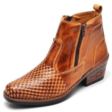 Imagem de Botina Masculina Country Texana Trice Com Ziper Couro - JNA Shoes, Mar