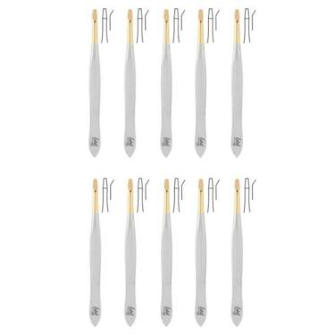 Imagem de Kit 10 Pinça Depilação Canelada Reta 9cm 2341.303 Solingen - Edel Soli