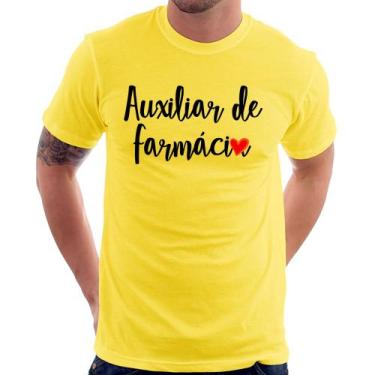 Imagem de Camiseta Auxiliar de Farmácia por Amor - Foca na Moda, Amarelo, GG