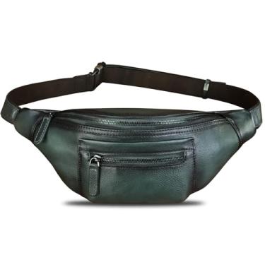 Imagem de Pochete de couro genuíno para homens e mulheres vintage feita à mão bolsa de cintura bolsa tiracolo bolsa tiracolo, Cinza-escuro, Vintage