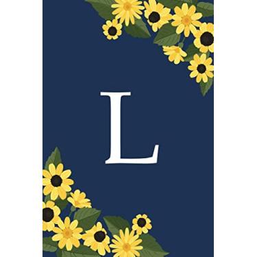 Imagem de L: Monogram Sunflower Journal Personalized Notebook Initial Letter For Women And Girls, Journal With Navy Soft Floral Cover, Lined Notebook, 120 Pages ... for School Notes, Diary Writing, Journaling