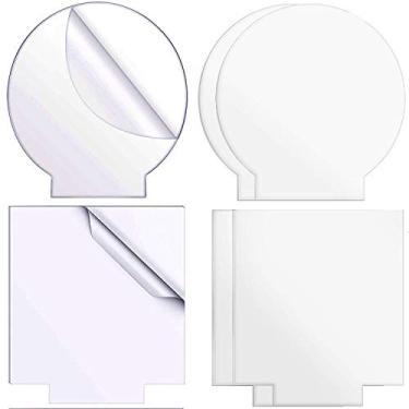 Imagem de MixTeach 6 Unidades de Folha de Acrílico de 2 Mm Transparente de Plexiglass Quadrado e Painel Redondo Placa de Vidro de Plástico Grosso com Proteção Dupla Face(5,8 "X 5,1") para Sinais de Base de Luz