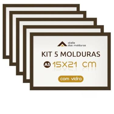 Imagem de COMBO 5 MOLDURAS A5 15X21 COM VIDRO DECORAÇÃO ARTE IMAGEM
