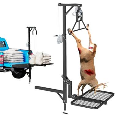 Imagem de CROSSHIP Guincho de jogo de engate - Grua de veado para engate de caminhão + plataforma de sistema de elevação para engate de caminhão receptor de 5 cm, guindaste de engate giratório de 360° e