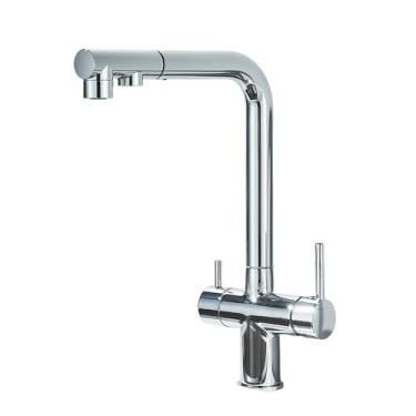 Imagem de Torneira de pia de cozinha filtrada, torneira retrátil com rotação de 360 graus, torneira de filtro de água potável, misturador de pia, cromado