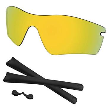 Imagem de Predrox Lentes Radar Path e kits de borracha de substituição para óculos de sol Oakley polarizados, Espelhado dourado, 0