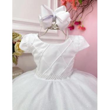 Imagem de Vestido batizado festa infantil branco bebe a 4 anos primeira comunhão
