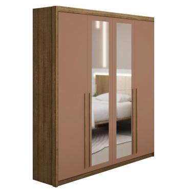 Imagem de Guarda Roupa Solteiro Dubai Com Espelho 4 Portas Nature Camarim Vr