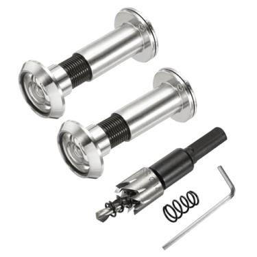 Imagem de PATIKIL Visualizador de porta de 9/40.6 cm, visor de porta de privacidade de cobre com capa de privacidade, 180 graus serve para porta de 3 a 6 cm com broca de 14 mm/0,55" para segurança, cromado