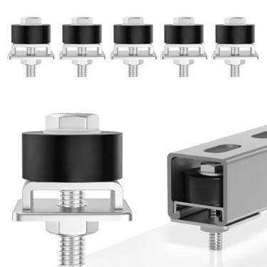 Imagem de Rolos de carrinho Unistrut de 1-5/20.3 cm DOIS pacote com 6 unidades resistentes com ferragens de limite para portas de garagem, carrinhos de viga e sistemas de transportador aéreo