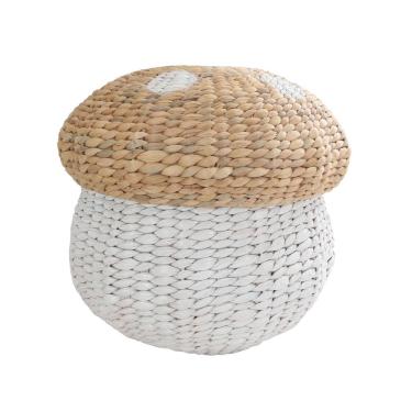 Imagem de cesto organizador redondo com tampa 40cm cogumelo de fibra natural multiuso - Oikos