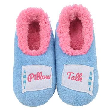 Imagem de Snoozies Meias de chinelo combináveis – Chinelos femininos engraçados, antiderrapantes e felpudos, Pillow Talk, Small
