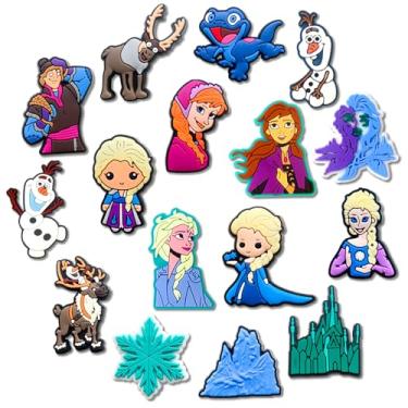 Imagem de 16 peças de pingentes de princesa para tamancos de crocodilo sandálias pulseira chinelos, pingentes de decoração de sapatos de irmandade para lembrancinhas de festa, Small, Cloreto de polivinilo, Sem