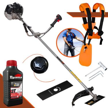 Imagem de Roçadeira à Gasolina Anmax CG430-B Motor 2T 43cc 1,7HP de Potência 12.000rpm Cortador de Grama Profissional Lateral Com Carretel de Nylon + Lâmina 2 P