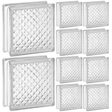 Imagem de 10 Tijolo Bloco De Vidro Transparente 19x19x8 Mini Pirâmides