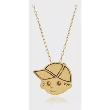 Imagem de Pingente Menino Carinha Com Corrente Cart er Em Ouro 18k