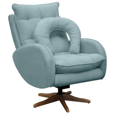 Imagem de Poltrona de Amamentação Base Giratória e Balanço em Madeira Angra Veludo - SOFA STORE