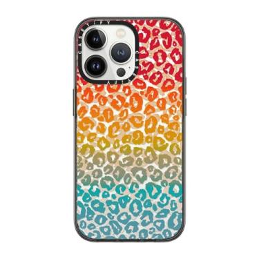 Imagem de CASETiFY Capa compacta para iPhone 13 Pro [leve/1,2 m. 2X proteção contra quedas de grau militar/fina] - Cheetah atrevida vibrante arco-íris - preto transparente