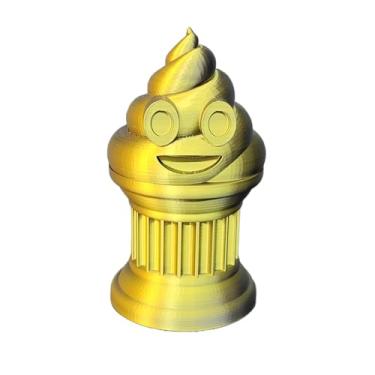 Imagem de Znet3D Troféu Emoji de cocô - Prêmio ou presente perfeito - Feito à mão com fabricação aditiva - 15 cm de altura - com um emoji de cocô sólido preso em uma coluna (preto/dourado)