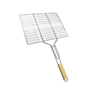 Imagem de Baoblaze Grill Basket Fish GrelLilling Kitchen Tool Tool Camping Churyr Griller aço inoxidável Clipe de grelha para carne de frutos do mar de carne vegetais, 38.5cmx28cm