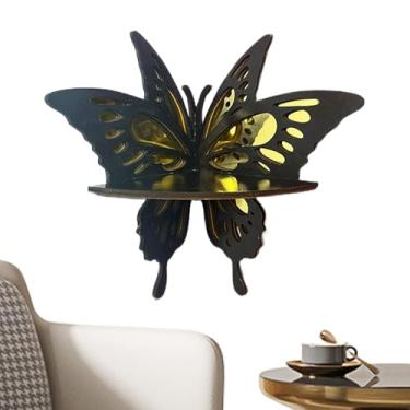 Imagem de Prateleira de parede de canto, prateleira flutuante de canto,Borboleta de prateleira de parede flutuante | Rack de suporte de retro para o quarto do escritório da decoração da garagem do banheiro