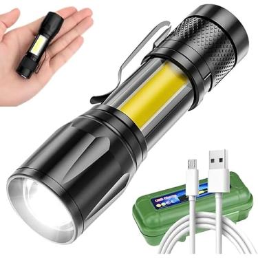 Imagem de Mini Lanterna Tática LED Recarregável USB, Corpo De Alumínio Resistente, Super Forte, Compacta, 3 Modos De Luz, Ideal Para Camping, Segurança, Emergência E Uso Outdoor PREMIUM