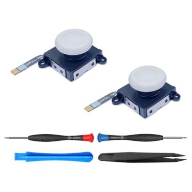 Imagem de ElecGear 2 bastões de substituição TMR para Switch Joy-Con, bastão de controle TMR Hall para Switch LCD, OLED e Lite, sem necessidade de pavio de solda (branco)