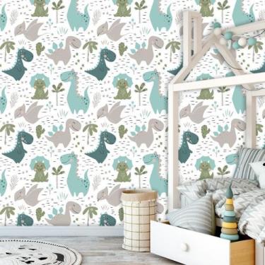 Imagem de Papel De Parede Baby Dinossauros Amiguinhos Fofos - Inove Papéis de Pa