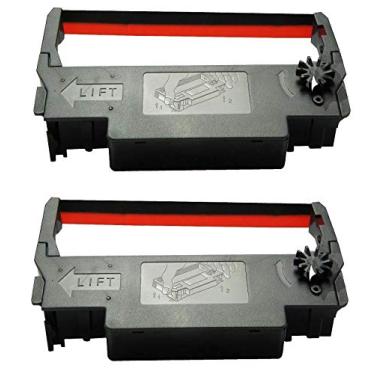Imagem de ERC-30 34 38 Cartucho de tinta de fita impressora, preto e vermelho, ERC30 compatível com impressora Epson SNBC BTP-M280, BTP-M280A, BTP-M280B, BTP-M280D, BTP-M300, POS, 2 Pack